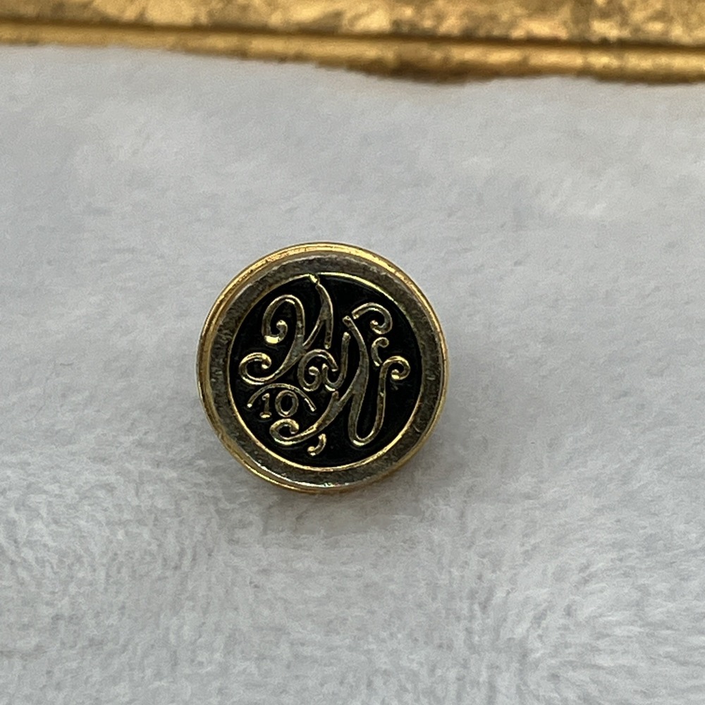 Vtg Lapel Hat Pin Weight Watchers 10 Pound Award Brooch Round Black Gold Tone